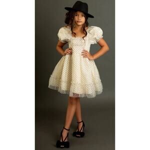 Mia Joy Joyfolie Girl's Glenn Dress in Cream Dot Sz 12 Wedding Dance Holiday